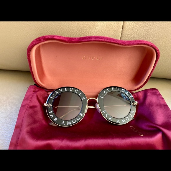 x sold xGucci round L'Aveugle Par Amour sunglasses - Picture 2 of 8